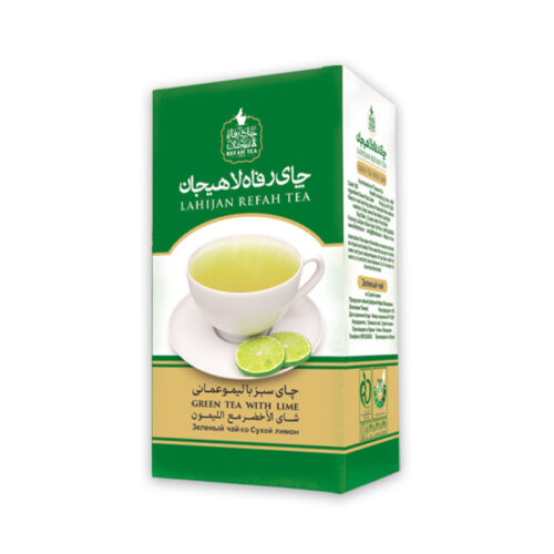 Refah Persian Lahijan Lemon Flavored Green Tea | Bright Citrus Aroma & Refreshing Taste, 210 g (7 Packs)