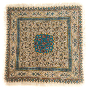 Iranian Tablecloth Block Printed Kalamkari in Isfahan Paisley 4-Seat