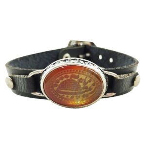 Islamic Bracelet with Leather & Agate Stone Ya Zaynab for Men