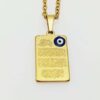 Islamic Stainless Steel Necklace Adorned with Evil Eye & Wan Yakad Pendant