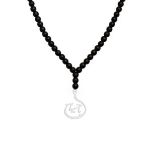 Islamic Beaded Necklace with Ya Hossein Calligraphy Steel Pendant