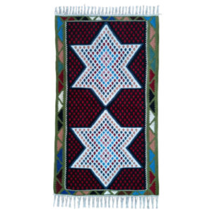 White Geometric Kilim Rug – Handwoven Persian Cotton & Acrylic Blend