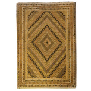 Brown Geometric Kilim Rug from Sirjan – Authentic Handwoven Persian Wool