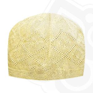 Knitted Turkish Kufi Taqiyah – Muslim Prayer Headwear Hat in Yellow