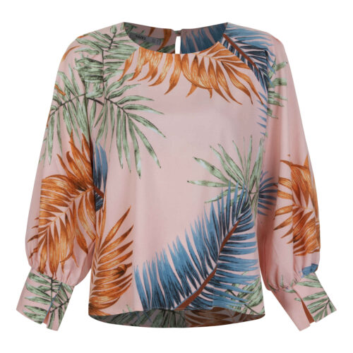 Women's Hawaii Print Long Sleeve Blouse in Crepe with Casual Style