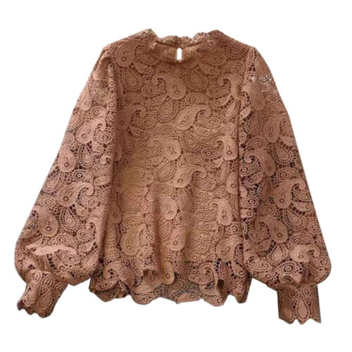 Women's Paisley Print Long Sleeve Blouse in Crepe with Casual Style