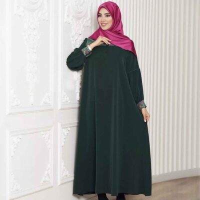 Emerald Butterfly Abaya with a Loose Fit and Elegant Flowing Silhouette
