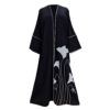 Loose Fit Abaya for Muslim Women with White Piping Design