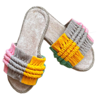 Macrame Flat Slippers for Women Handmade Model Mitra