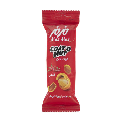 Maz Maz Hot Chili Flavored Salted Coated Peanuts, Spicy Crunchy Snack, 35g x 10 Pack
