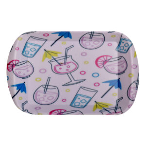 Set of 3 Melamine Serving Trays – Lightweight Summer Drinks Pattern Tray