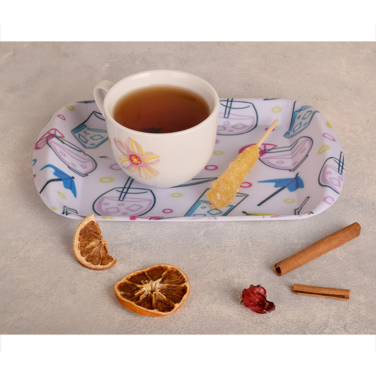 Set of 3 Melamine Serving Trays – Lightweight Summer Drinks Pattern Tray