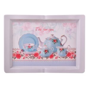 Lightweight Melamine Serving Tray – Rectangular Tea Kettle Pattern Tray