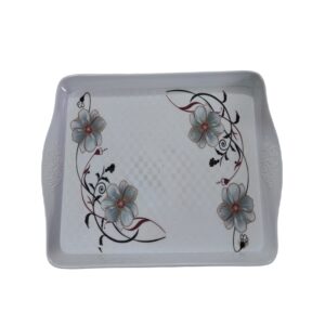 Durable Melamine Serving Tray – Rectangular Floral Table Setting Tray