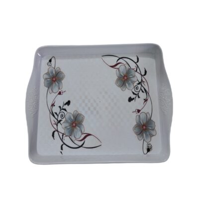 Durable Melamine Serving Tray - Rectangular Floral Table Setting Tray