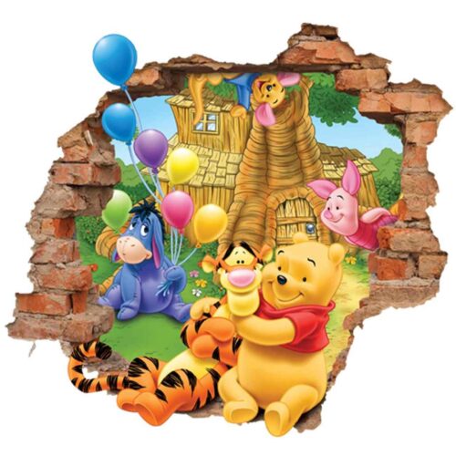 3D Winnie-the-Pooh & Friends Wall Sticker for Nursery – Cute Cartoon Design