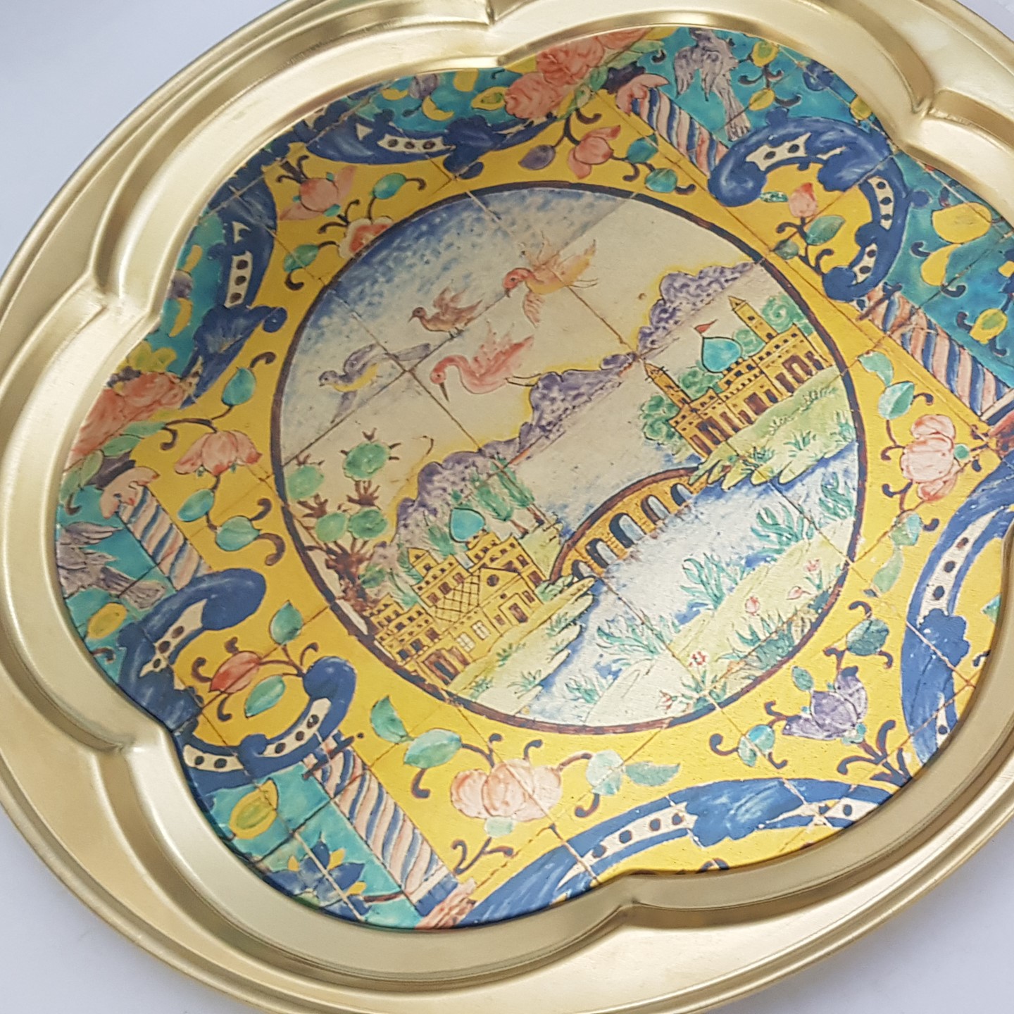 Persian Brass Serving Tray – Elegant Landscape Design Tray