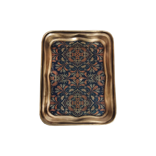 Persian Brass Serving Tray - Traditional Floral Design Tray