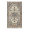 Hand-Knotted Persian Yazd Rug (Lachak Toranj Floral Medallion) - Cream Wool