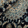 Hand-Knotted Persian Birjand Rug (Lachak Toranj Floral Medallion) - Black Wool