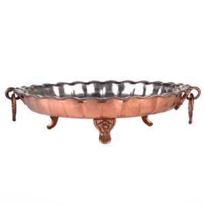 Persian Copper Footed Serving Tray – Traditional Hammered Model Nafiseh