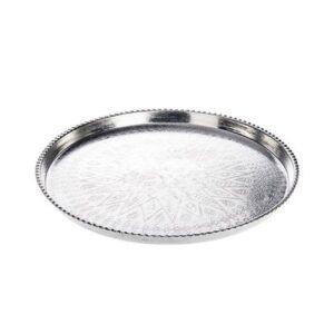 Persian Copper Serving Tray – Traditional Hammered Model Hormized Silver