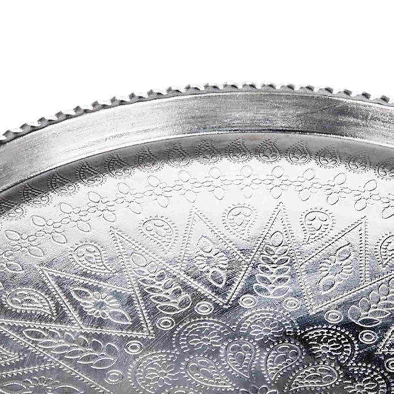 Persian Copper Serving Tray – Traditional Hammered Model Hormized Silver