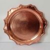 Persian Copper Serving Tray - Traditional Round Hammered Sun Design