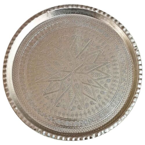 Persian Copper Serving Tray - Traditional Hammered Hand-Engraved Tray