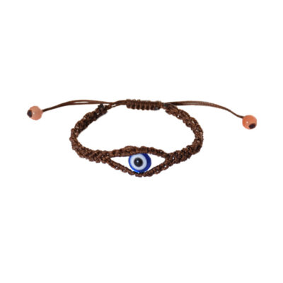 Persian Embroidered Cord Bracelet with Evil Eye Design – Traditional Bohemian Jewelry