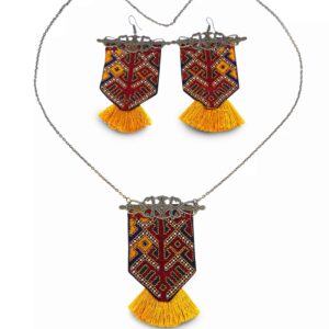 Persian Embroidered Earrings & Necklace Set Model Balochi