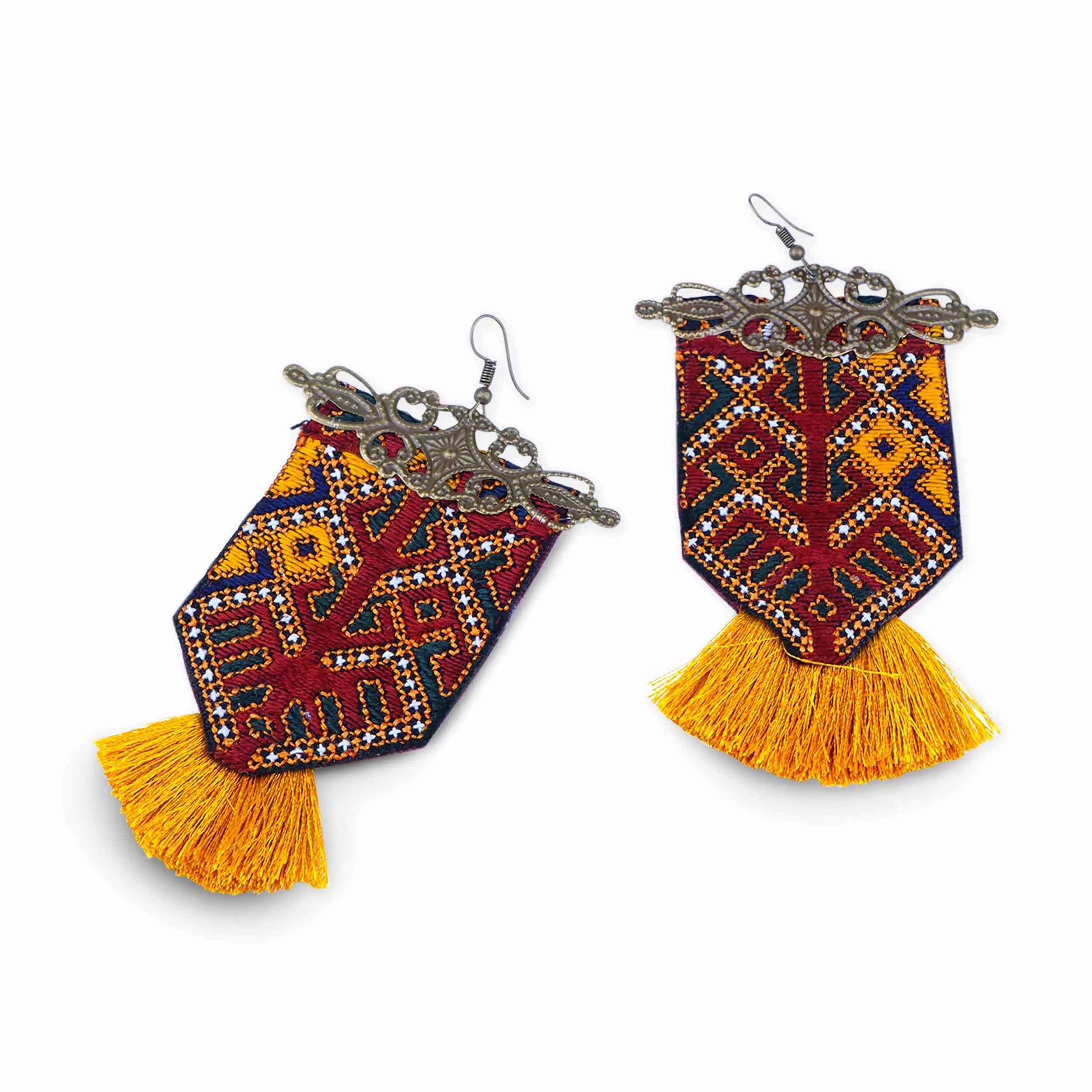 Persian Embroidered Earrings & Necklace Set Model Balochi