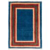 Genuine Handwoven Persian Minimalist Gabbeh Rug - Bordered Navy Blue Wool