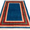 Genuine Handwoven Persian Minimalist Gabbeh Rug - Bordered Navy Blue Wool