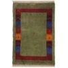 Handwoven Persian Minimalist Gabbeh Rug - Bordered Animal Motifs - Green Wool