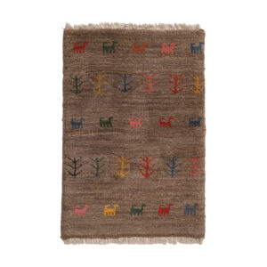 Handwoven Persian Minimalist Gabbeh Rug – Solid Brown Wool