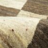Handwoven Persian Geometric Gabbeh Rug - Bordered Brown Wool