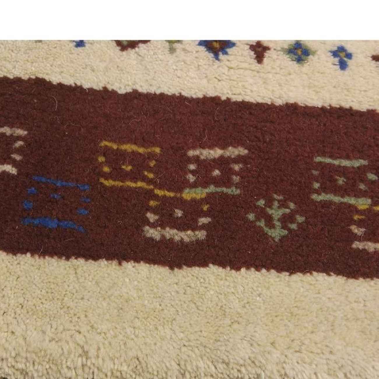 Handwoven Persian Minimalist Gabbeh Rug – Bordered Cream Wool