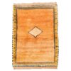Handwoven Persian Minimalist Gabbeh Rug - Geometric Bordered Orange Wool