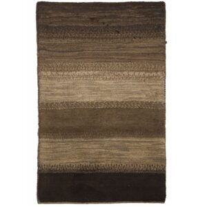 Handwoven Persian Striped Gabbeh Rug in Brown – Wool