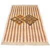Handwoven Persian Striped Geometric Gabbeh Rug in Cream - Wool