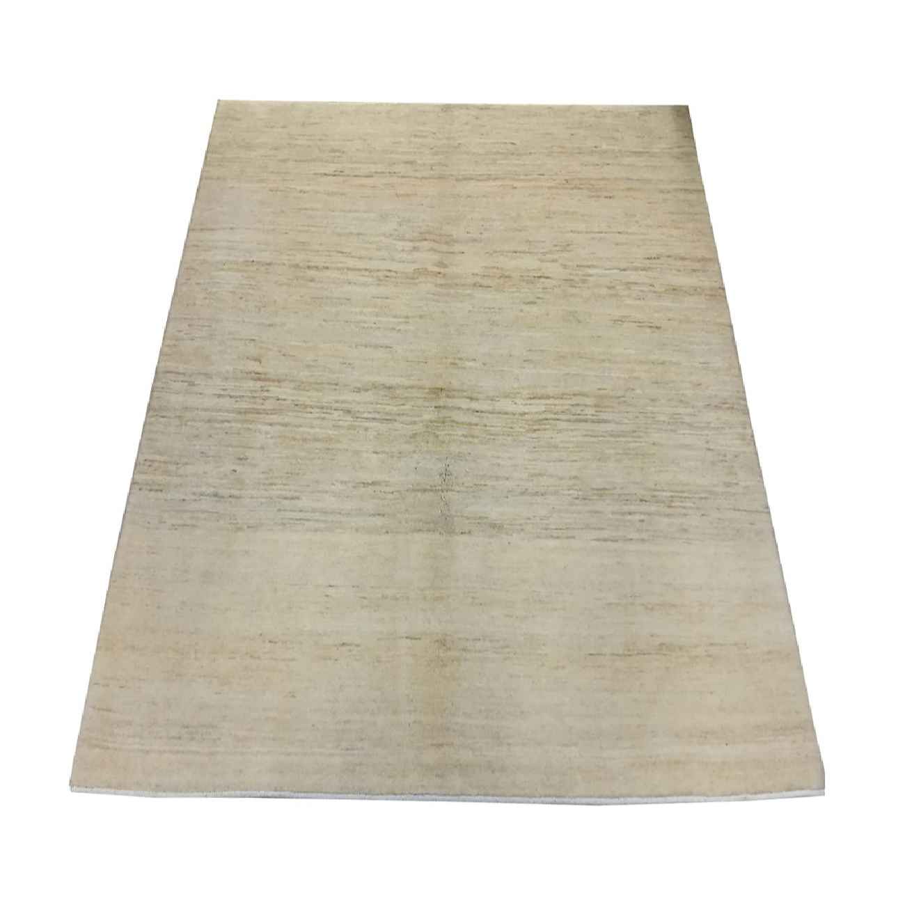 Handwoven Persian Minimalist Gabbeh Rug – Solid Cream Wool