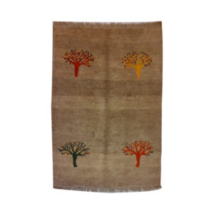 Handwoven Persian Tree of Life Gabbeh Rug in Brown – Wool Blend