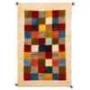 Authentic Handwoven Persian Geometric Gabbeh Rug - Checkered Cream Wool