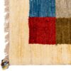 Authentic Handwoven Persian Geometric Gabbeh Rug - Checkered Cream Wool