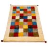 Authentic Handwoven Persian Geometric Gabbeh Rug - Checkered Cream Wool