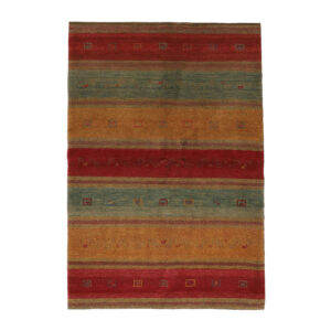 Authentic Handwoven Persian Striped Gabbeh Rug in Red – Wool