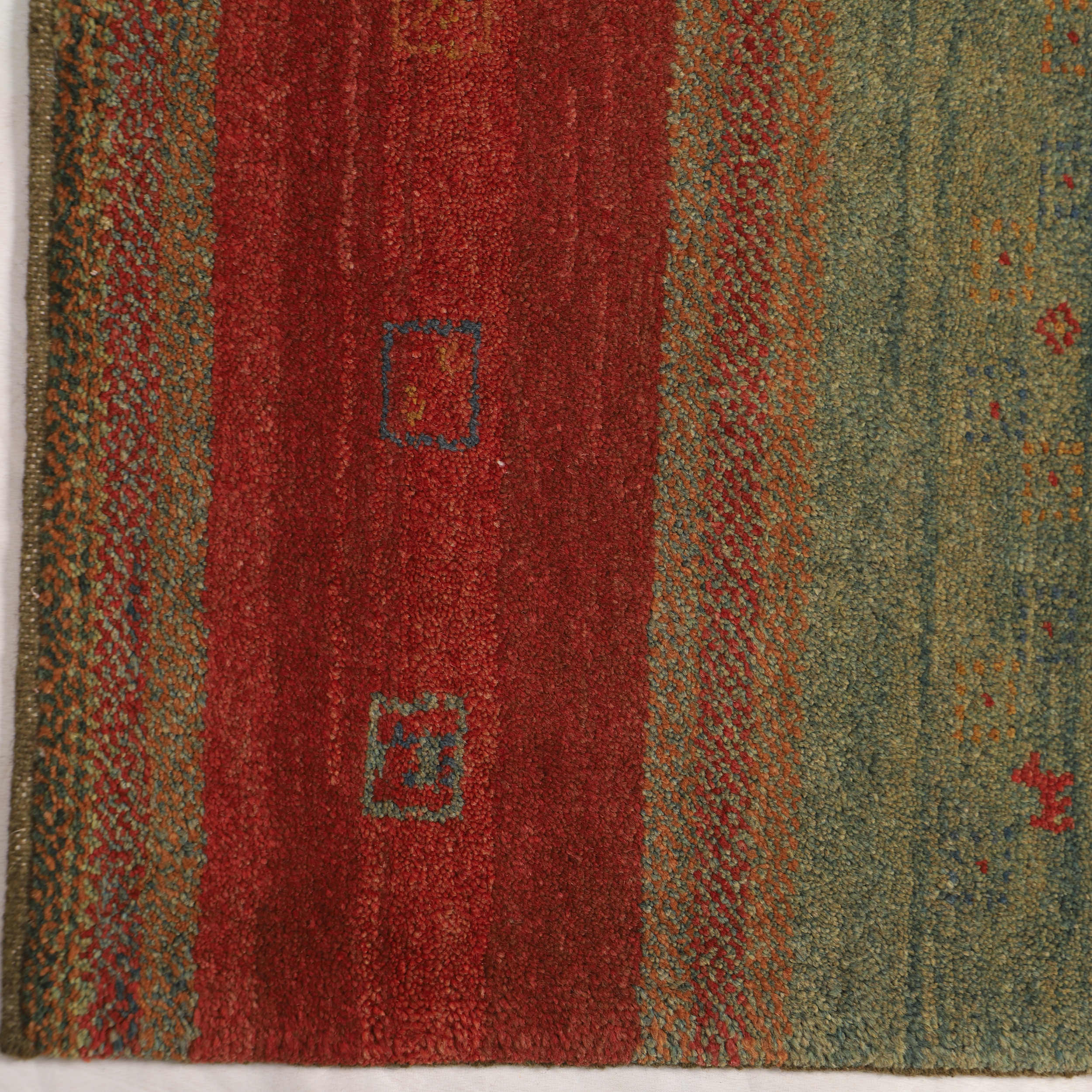 Authentic Handwoven Persian Striped Gabbeh Rug in Red – Wool