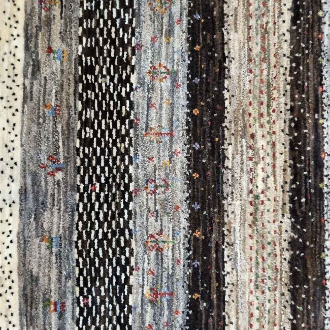 Handwoven Persian Striped Gabbeh Rug in Brown – Wool