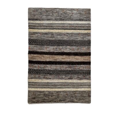 Handwoven Persian Striped Gabbeh Rug in Brown - Wool